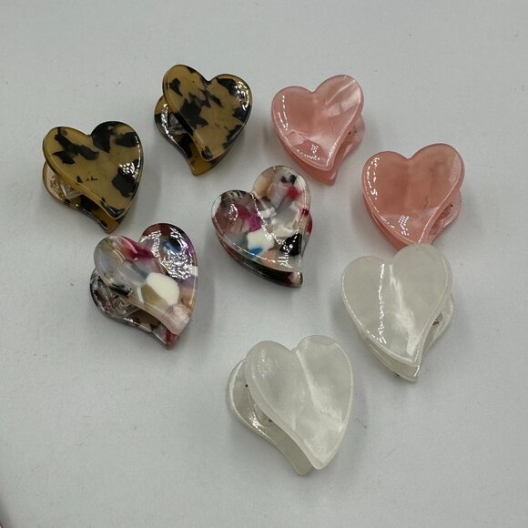 3/$30 Heart Hair Claw Clip Set Acrylic Mini Pastel Tortoise Marble Matte Lot - Picture 1 of 8